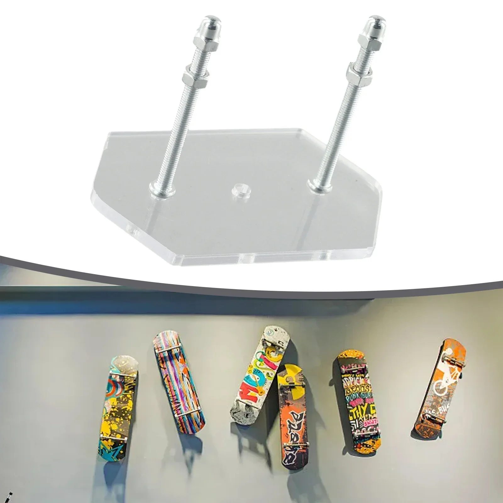 Estante para monopatín de montaje en pared con tornillos + colgador de pernos, accesorios de lujo para monopatín, duradero, negro/blanco/transparente