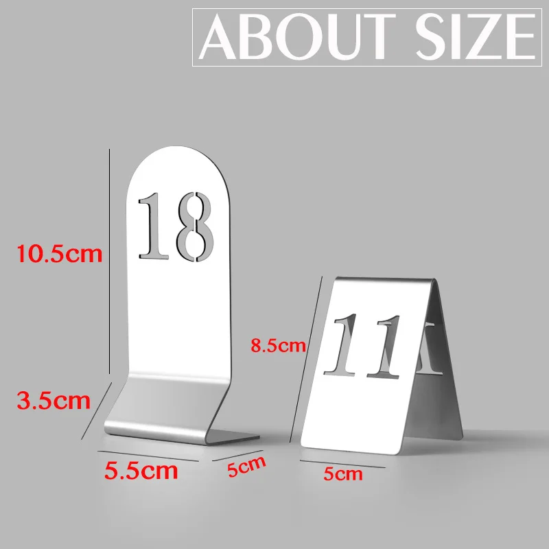 5 Pcs Stainless Steel Hollow Out Table Numbers Desktop Signboard Metal Stand Number Plates Hotel Restaurant Cafe Bar Seat Signs