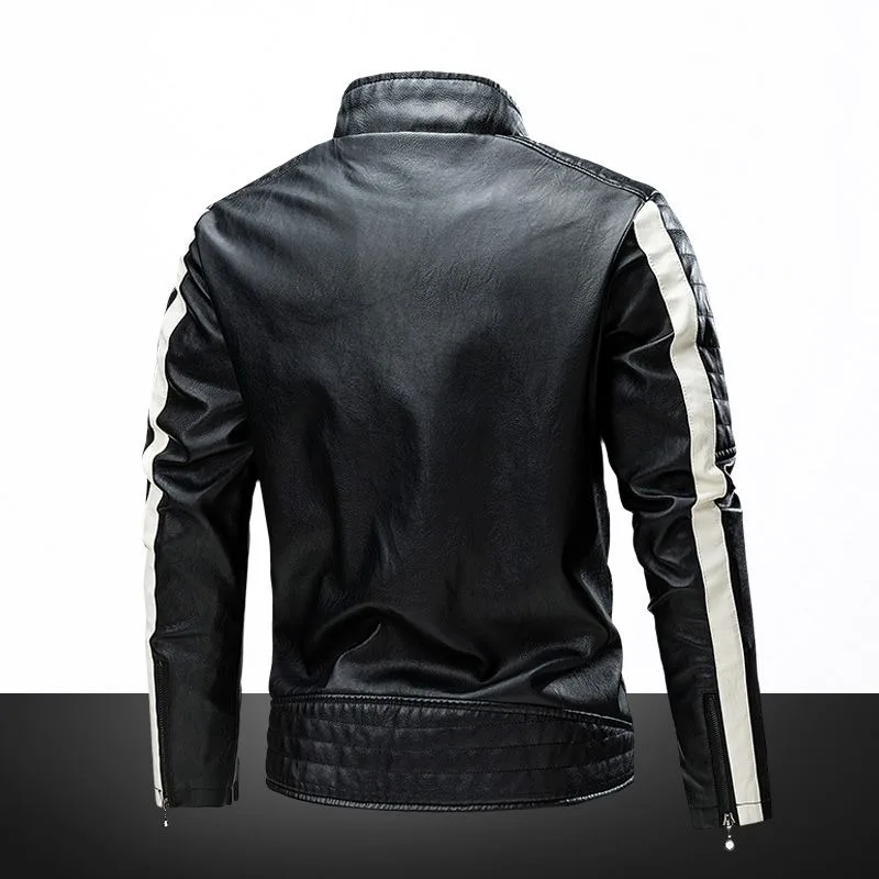 2025 New Men's Leather Coat Windproof Riding Jacket with Adjustable Hood Thermal Insulation for Cold Weather Outdoor Activities​