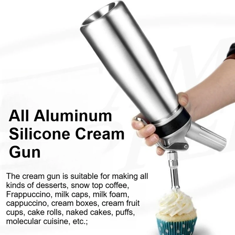 

500ML all-aluminum silicone cream gun suction rainbow bottle piping gun cream foam household and commercial