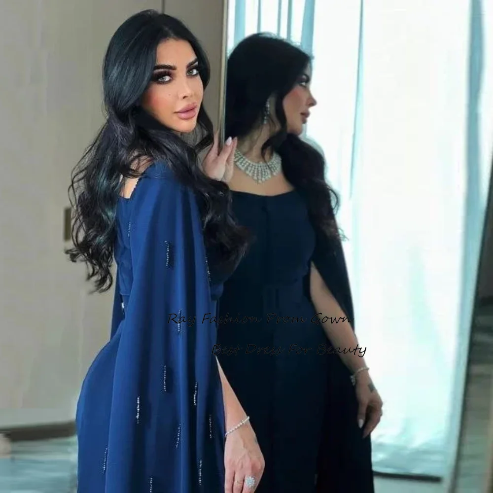 Ray Fashion-vestido de noche de sirena para mujer, traje escalonado de cuello cuadrado con cuentas para Arabia Saudita, ocasión Formal para fiesta