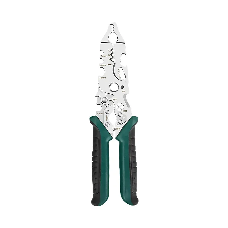 Multifunctional Electrician Wire Stripper Cutter Crimper Pliers for Fiber Cable Stripping and Cutting Tool