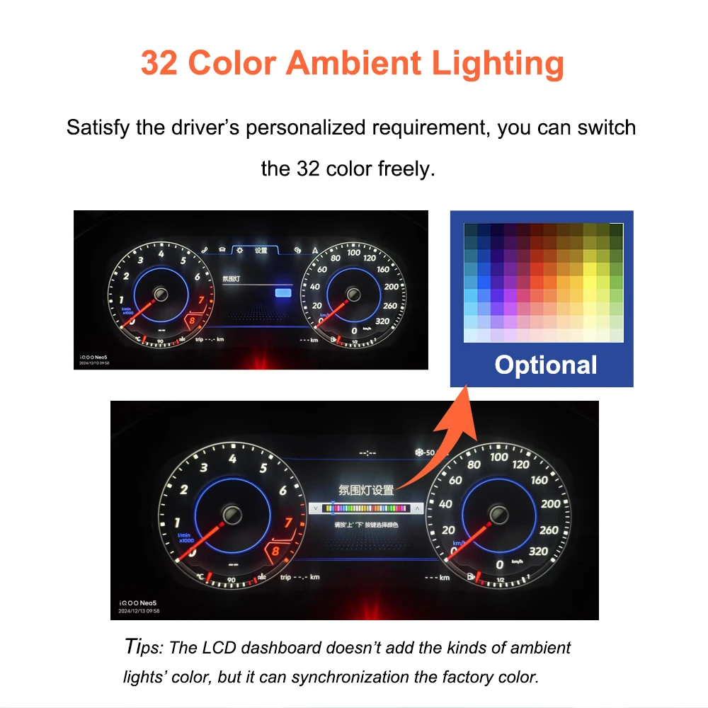 Bonroad 10.3" Lcd Digital Dashboard Cluster For Volkswagen Golf 6 MK6 2008-2014 Speedometer Virtual Instrument Cluster CockPit – Detail 7