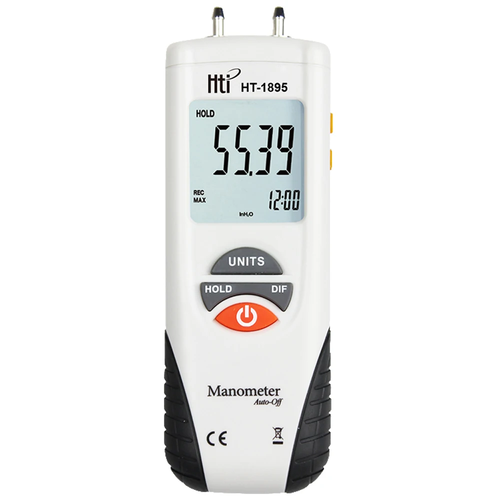 HTI HT-1895 Handheld Proable Digital Manometer Air Pressure Meter Differential Pressure Gauge Gas Pressue Tester LCD Display