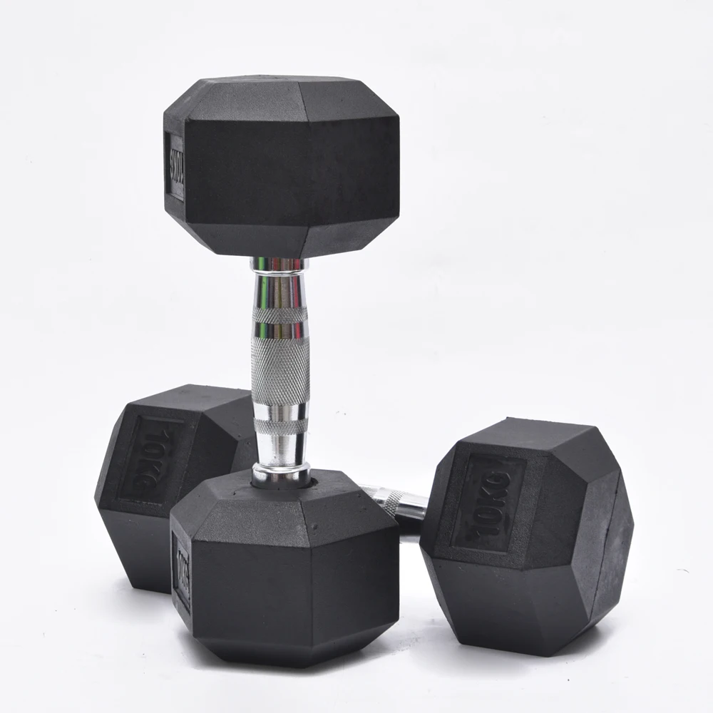 Wholesale Fitness Core Strength Equipment Multifunctional Dumbbells Hexagonal Rubber Dumbbells Selected Setspromote sales