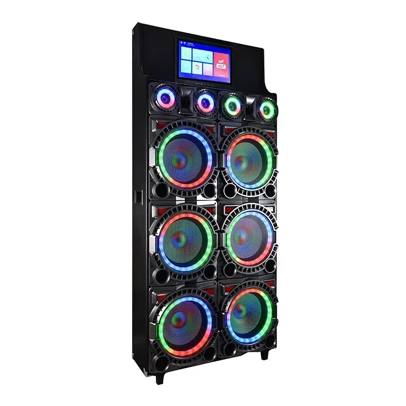 Wood Stage Karaoke PA Trolley Woofer Speaker Black Dj Sound Box Portable AC Party Speakers 300W Audio Speaker Sonorisation 250W