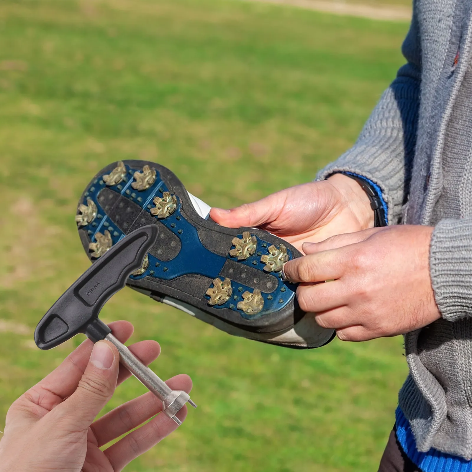 Golfs Spike Wrench T-Handle Nail Remover Tool Comfortable Grip Remove Install Metal Plastic Spikes Golfs Shoe Supplies Golfing