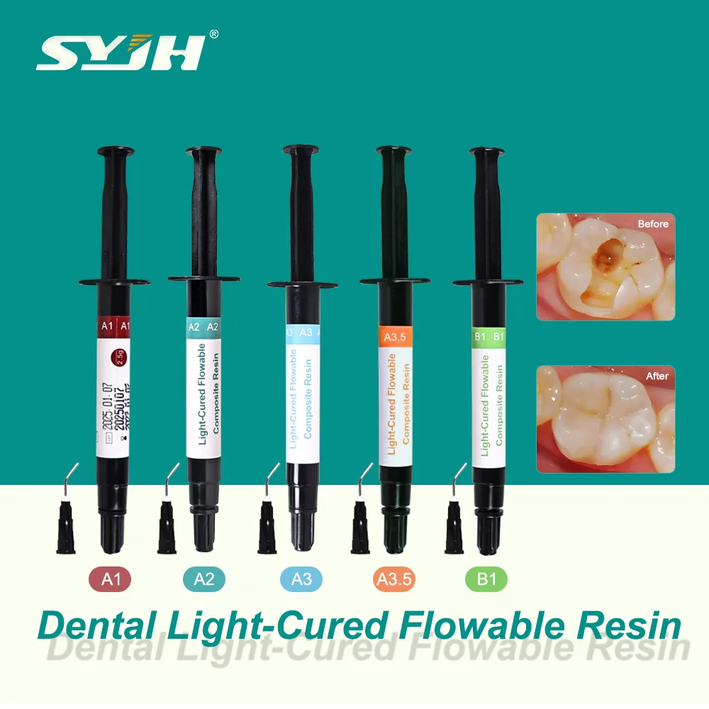 SYJH Dental 2.5g A1/A2/A3/A3.5/B1 Flowable Composite Light Cure Resin Flow Fluid Adhesion Dentist Restorative Filling Materials