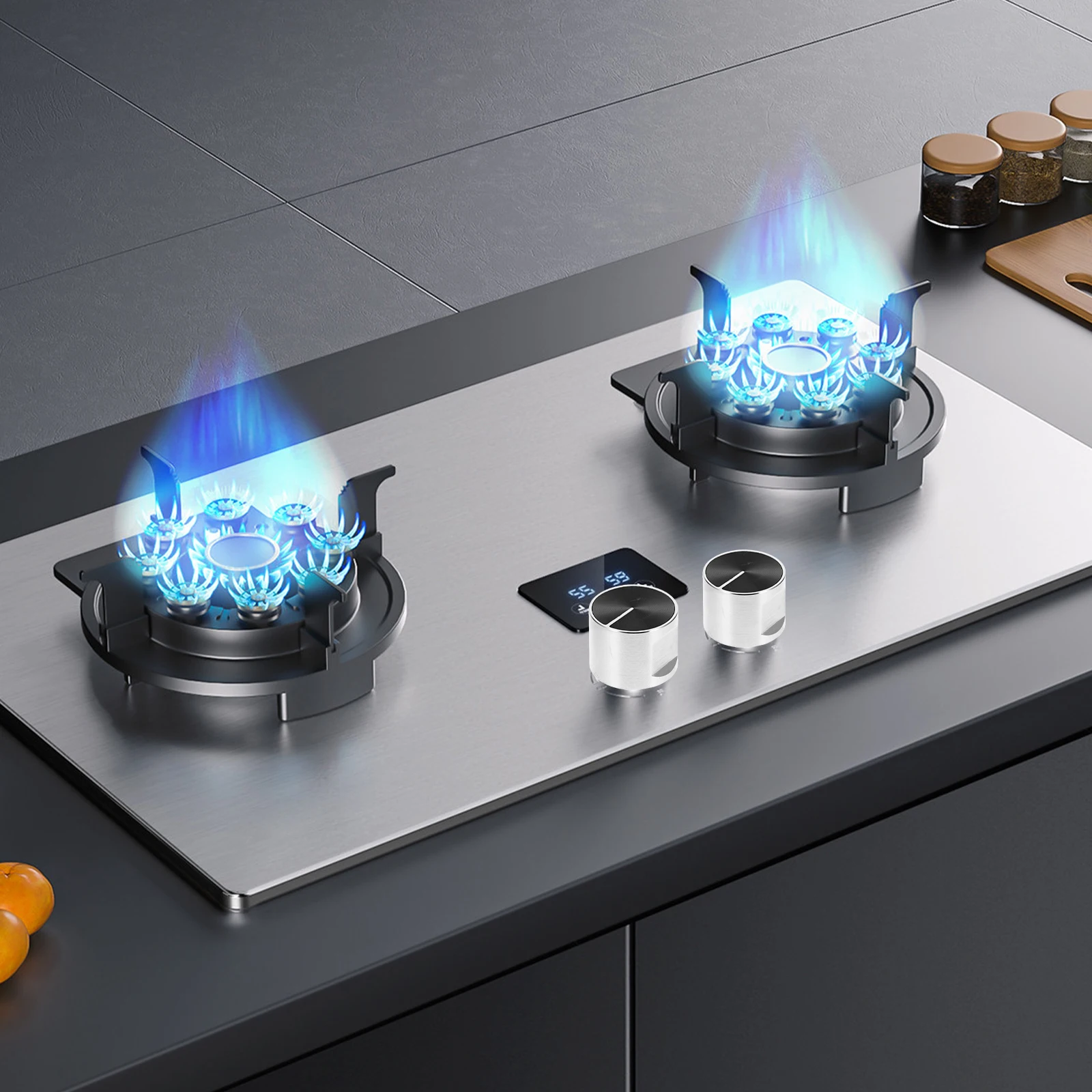 

2 Pcs Desktop Stove Switch Knob Burner Control Replacement Cooker Knobs Gas for Stainless Steel Cooktop