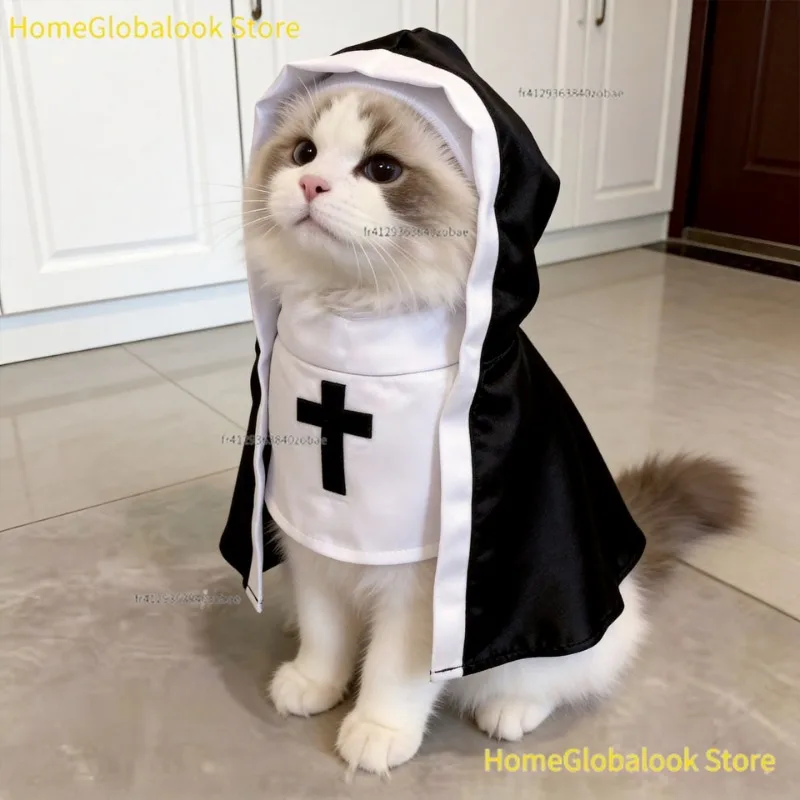 1 pezzo: decorazione fai-da-te per Halloween, costume da sacerdote con croce, tessuto morbido e traspirante, abito elegante, costume divertente per giochi di ruolo, accessorio per foto, abbigliamento