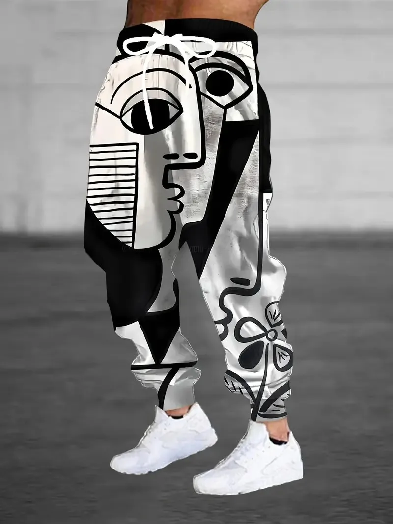 

Новые мужские брюки на осень 2025 года – это уличная мода, повседневная и с 3D абстрактным принтом лица для комфорта.