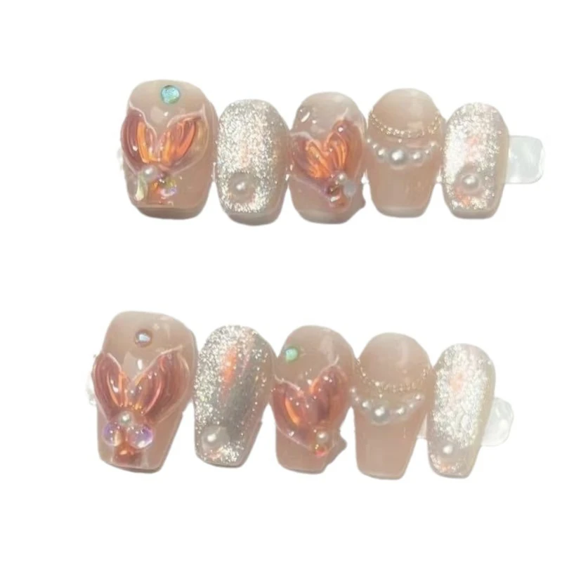 

Pure handmade phototherapy wearing armor Mermaid princess wearing armor reusable nail patch removable