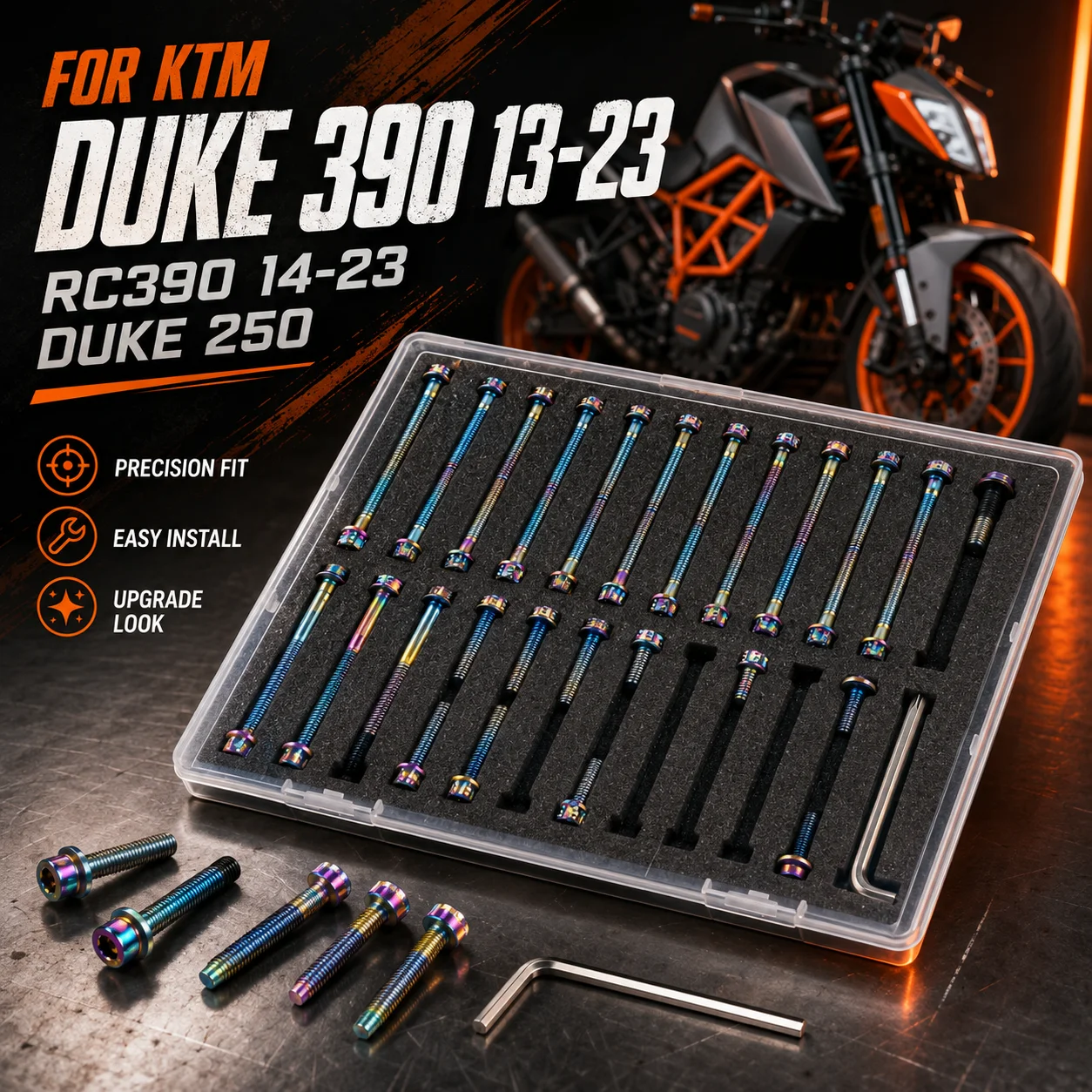For KTM Duke 390 2013-2023 RC390 2014-2023 Duke 250 Motorcycle Engine Case Bolt Screw Set Stainless Steel Fasteners