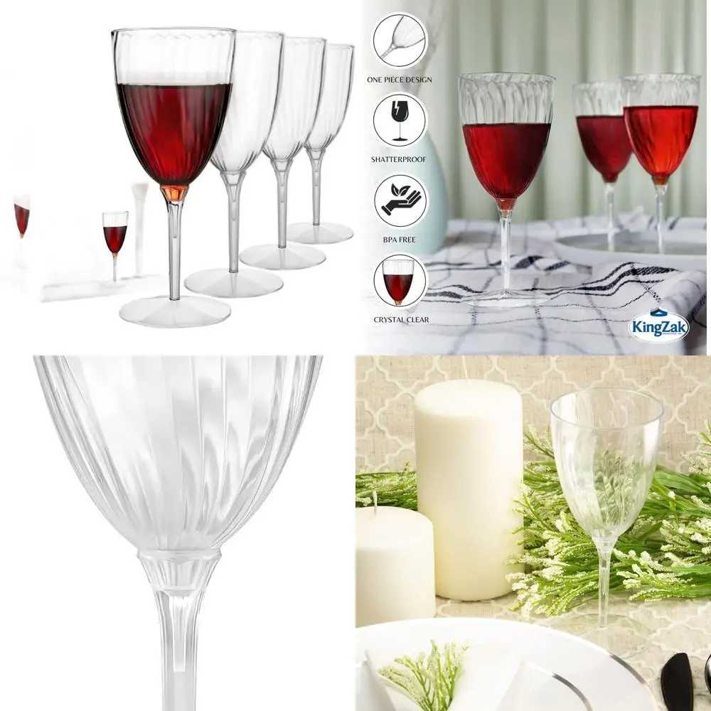 

96-Pack 8 oz Clear Plastic Disposable Wine Cups - Premium Quality, One-Piece Design