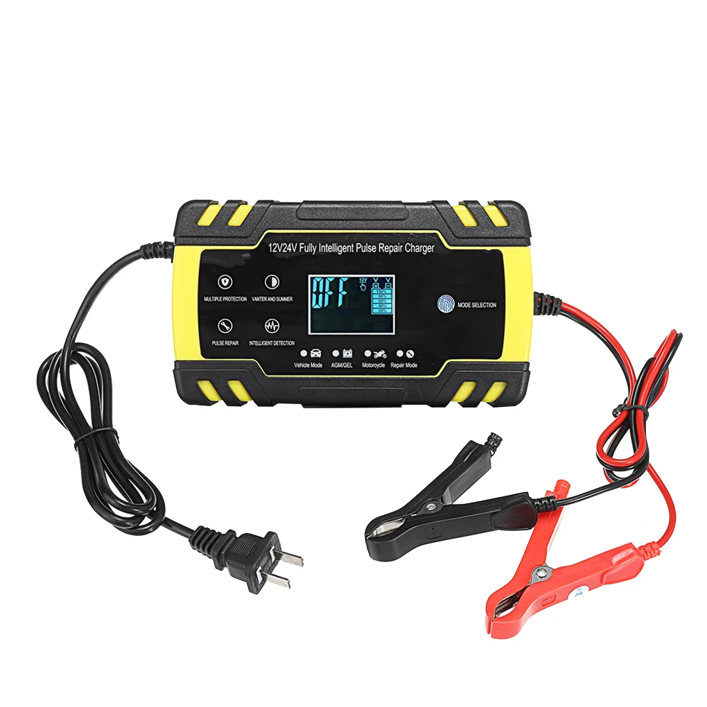 

12V 24V 150Ah Car Motorcycle Vehicles Multi-Function Touch Switch Screen Pulse Repair LCD Battery Charger