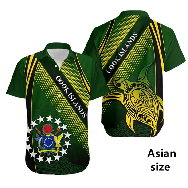 Cook Islands Flag Map 3D Printed Hawaiian Shirts For Men Women Fashion Polynesian Short Sleeve Button Shirt Casual Unisex Tops