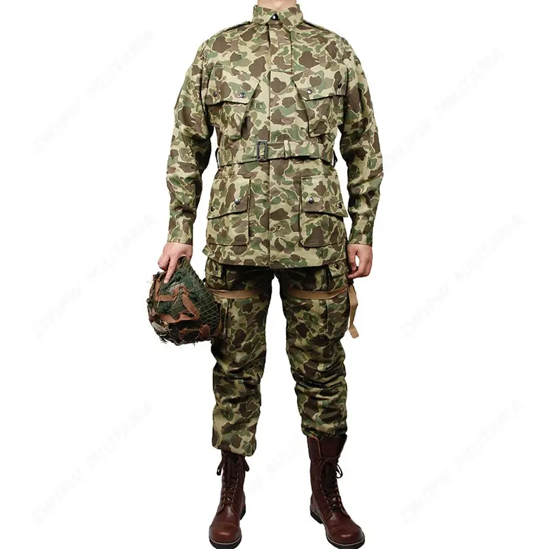 

WW2 US Army Military ARMY M42 PACIFIC CAMOUFLAGE JACKETand pants OTTON FASHION THE PACIFIC OCEAN PARATROOPER DUCK HUNTER UNIFORM