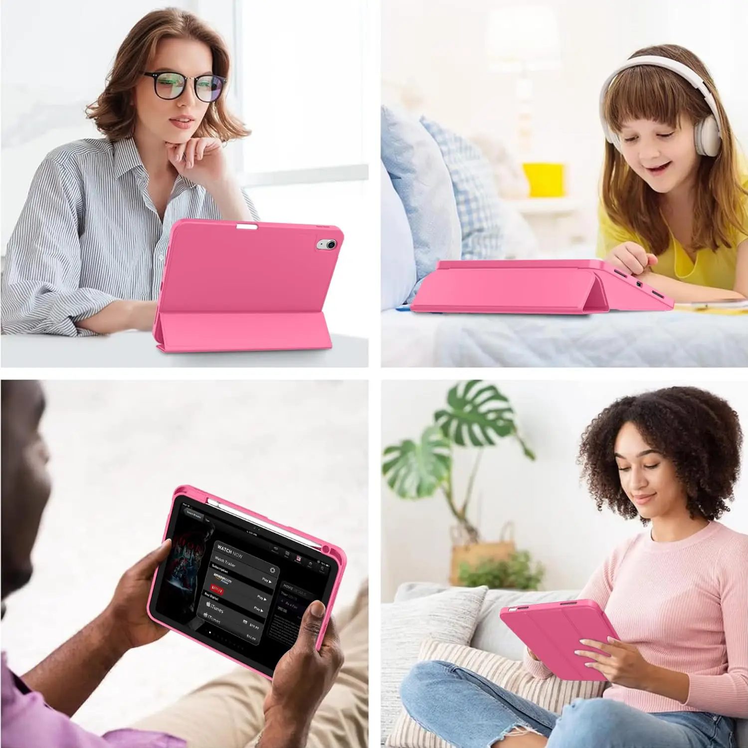 Hülle für iPad (A16)/10. Generation [11/10,9 Zoll 2025/2022], Dreifach Faltbarer Ständer Smart Cover mit Stifthalter & Soft-TPU-Rückseite, Auto Wake/Sl. Sleep-Funktion – Detail 3