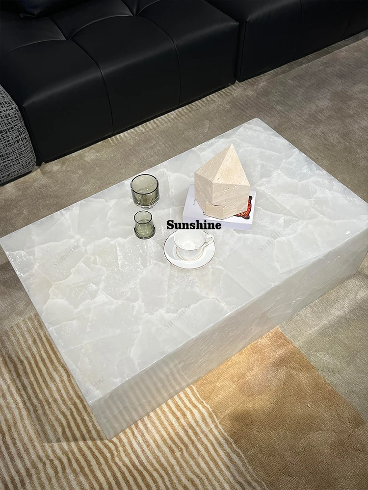 

Arctic Ice Marble Coffee Table, Contemporary Italian Design with Light-Transmitting & Scratch Resistant, Master Designer Series