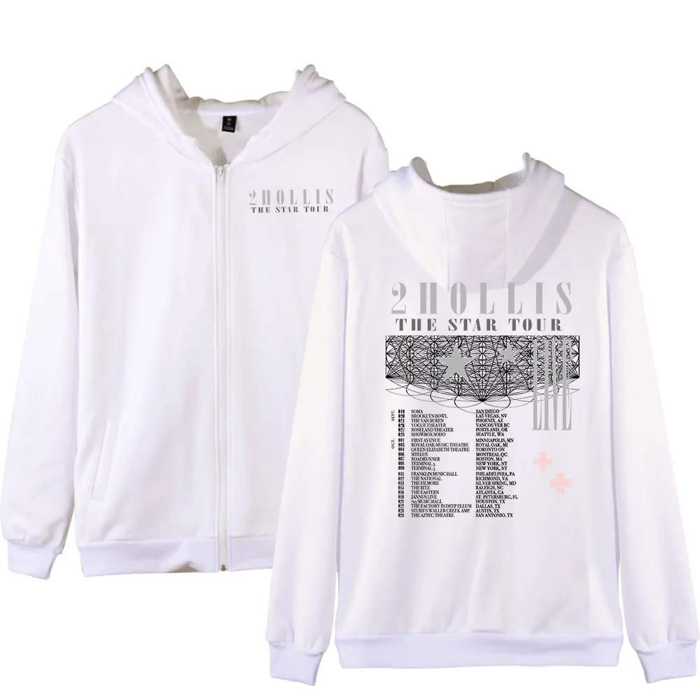 2hollis The Star Tour 2025 Hoodies Merch Mulheres Homens Manga Longa Moda Casual Moletom com capuz com zíper