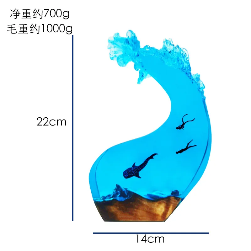 

NEW Ocean Series Wave Whale Shark Solid Wood Resin Lamp Ornament with Atmosphere Home Decoration Crafts exquisite gift