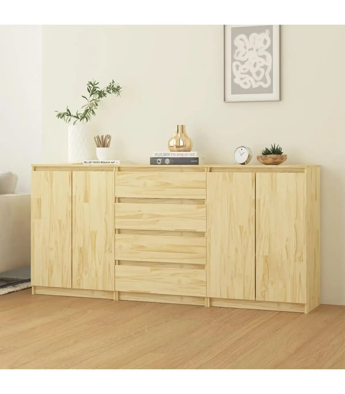 Sideboards auxiliary cabinet 3 units solid pine wood