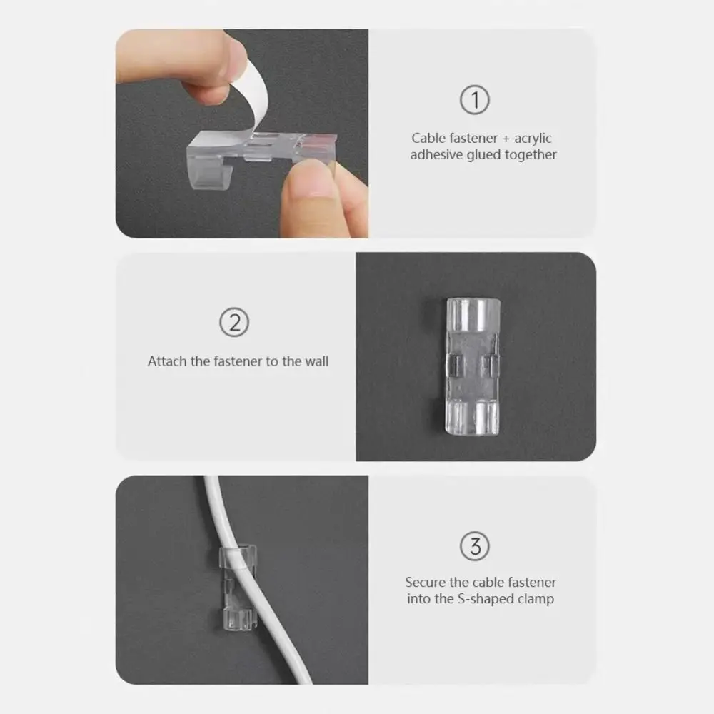 Self Adhesive Cable Management Clips Transparent Sticky Back Wire Clips Plastic Material 20 PC Pack Self Adhesive Clips
