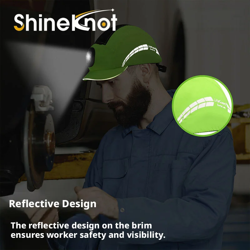 SHINEKNOT Impact Led Light Illuminated Baseball Cap Outdoor Lighting Usb Charging Fishing Protection Led Safety Helmet