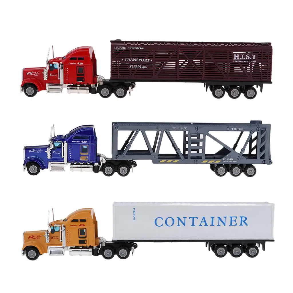 

1/65 Mini Alloy Car Model Container Truck Freewheeling Skid Vehicle Toy