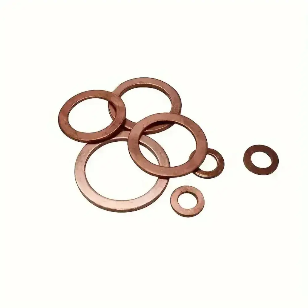 100Pcs Flat Ring Copper Washer Gasket Plastic Box Easy Install Flat Ring Seal Leak Prevention Sump Plug Washer Water Fittings