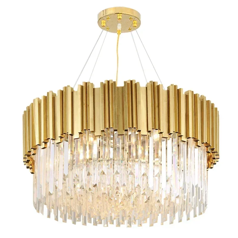 

GHEUVNJ Luxury Crystal Led Chandeliers For Living Room Dining Bedroom Adjustable Metal Hanging Lamp Indoor Lighting La