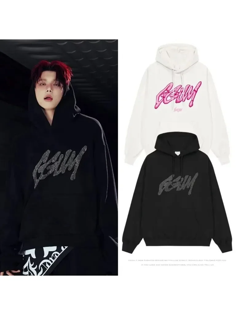 KPOP ins 2026 neuer STIL YEONJUN GGUM Print Kapuzenpullover für Damen, Lost in Space Hoodie, Rundhals, lockerer, WARMER Pullover, OVERSIZE-KLEIDUNG – Detail 13