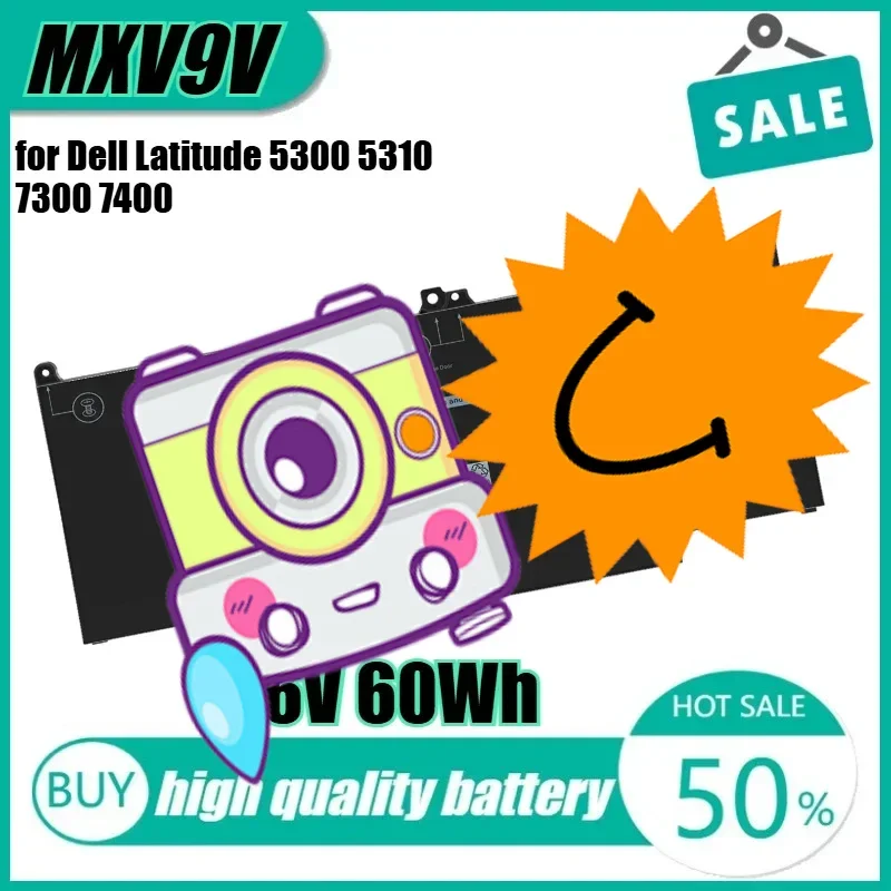 

7.6V 60Wh MXV9V Laptop Battery for Dell Latitude 5300 5310 7300 7400 5VC2M N2K62