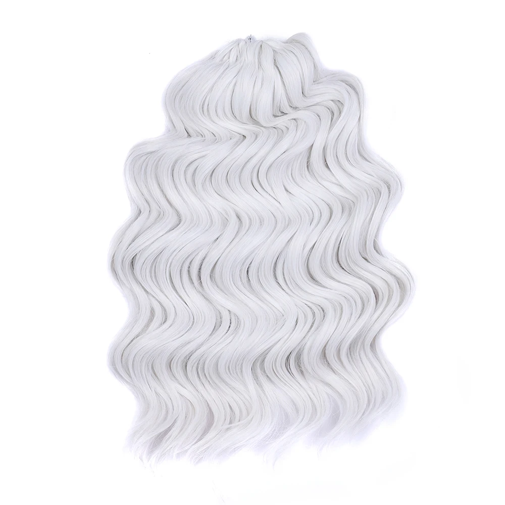 Synthetic Twist Crochet Curly Hair White Grey Blonde Brown Water Wave16 Inch Deep Wave Braid Hair Braiding Hair Extensions