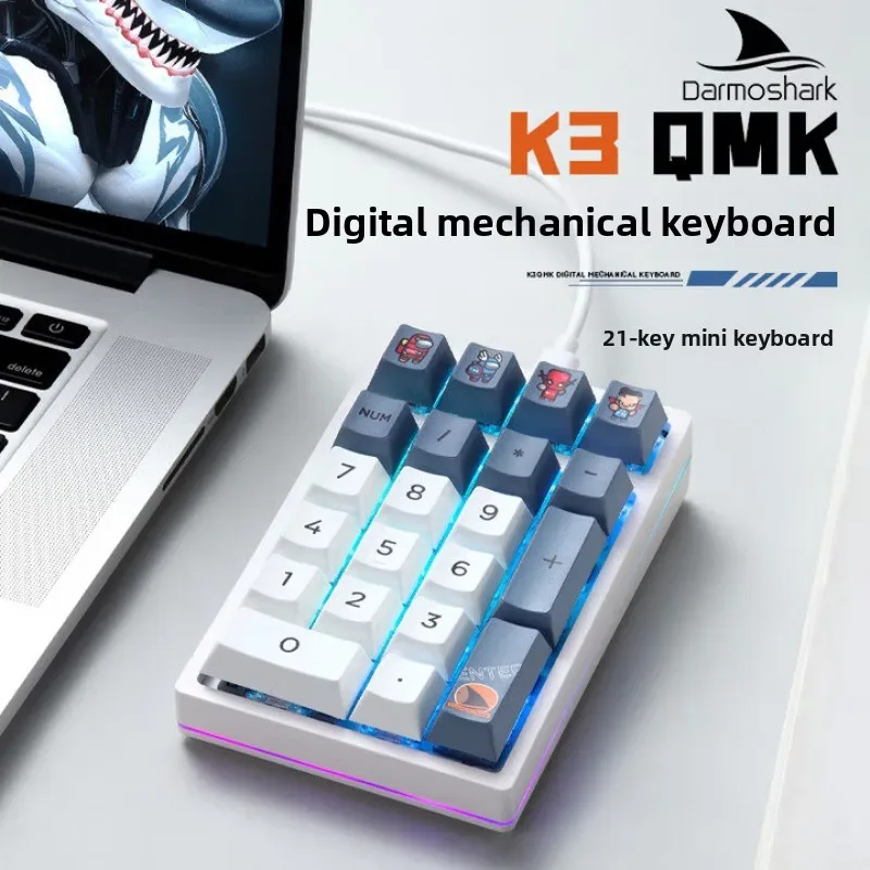 Darmoshark K3QMK Wired keyboard 21-key mini mechanical keyboard RGB Full-Key Hot-SwappableMacro Programming Computer Peripherals