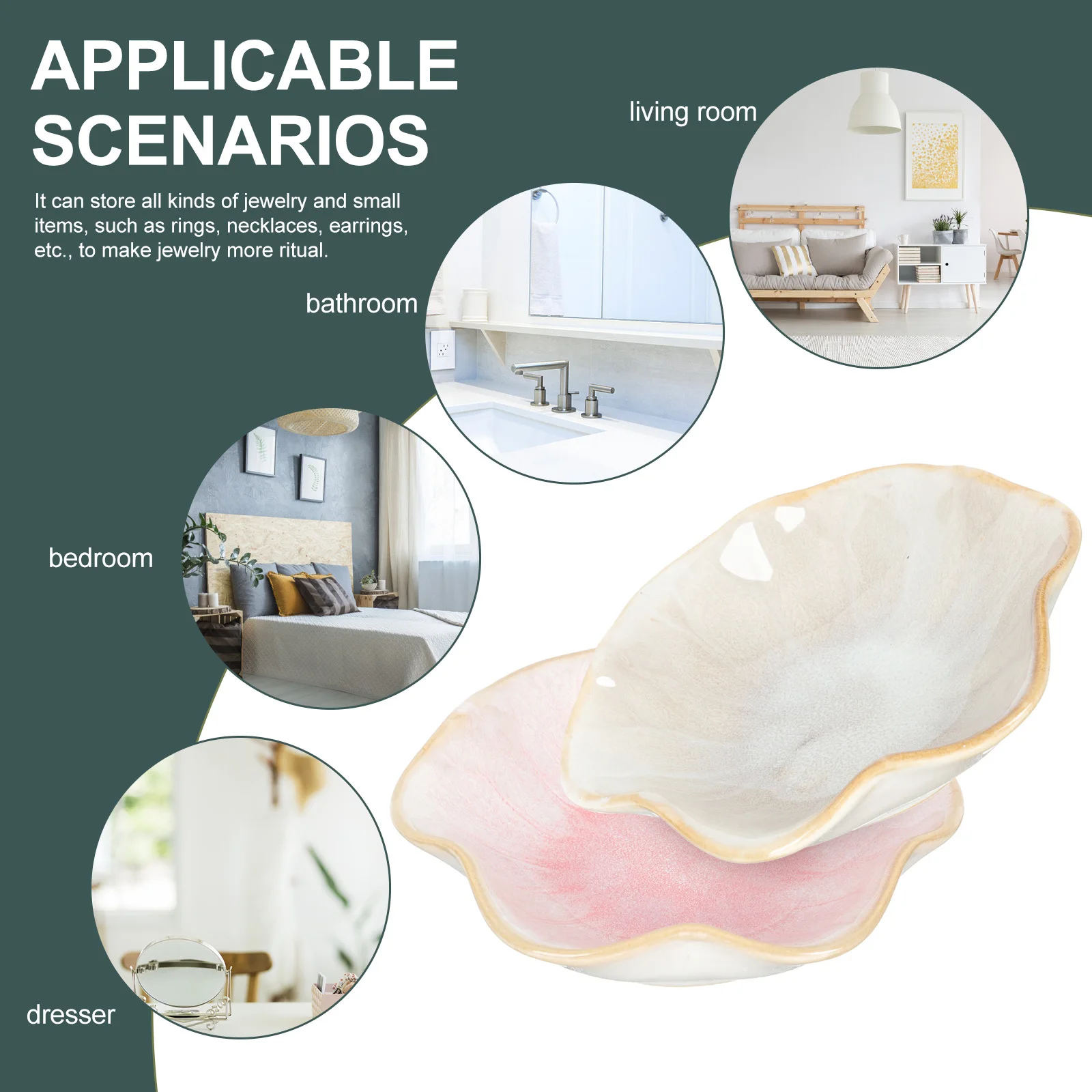 2Pcs Ceramic Jewelry Organizer Display Tray Elegant Design Home Decor Noble Atmosphere Jewelry Tray Trinket Dish