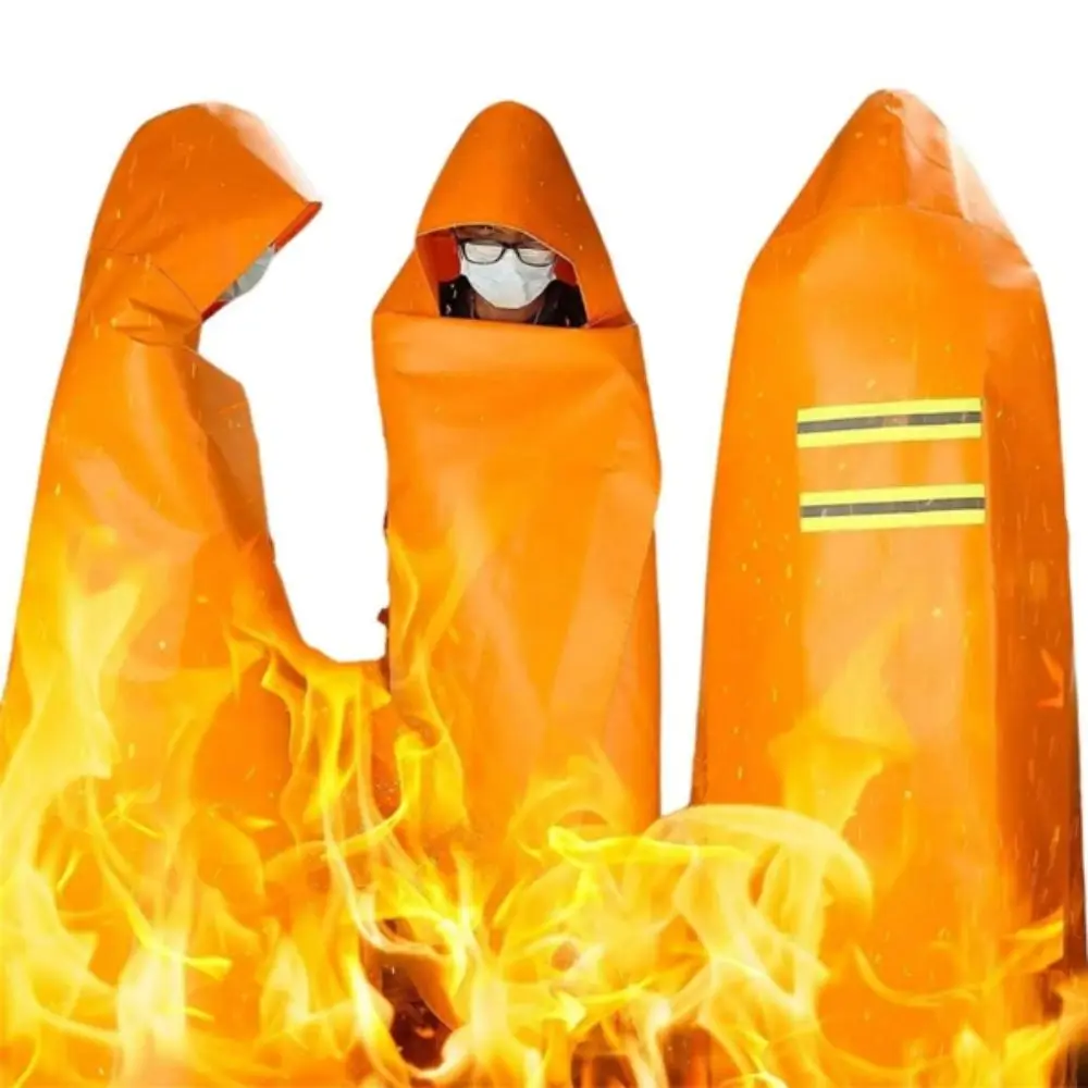 Adult Size Fire Escape Cape Double-layer Full Body Protection Escape Cape Lightweight Heat Resistant Flame Retardant Cloak Hotel