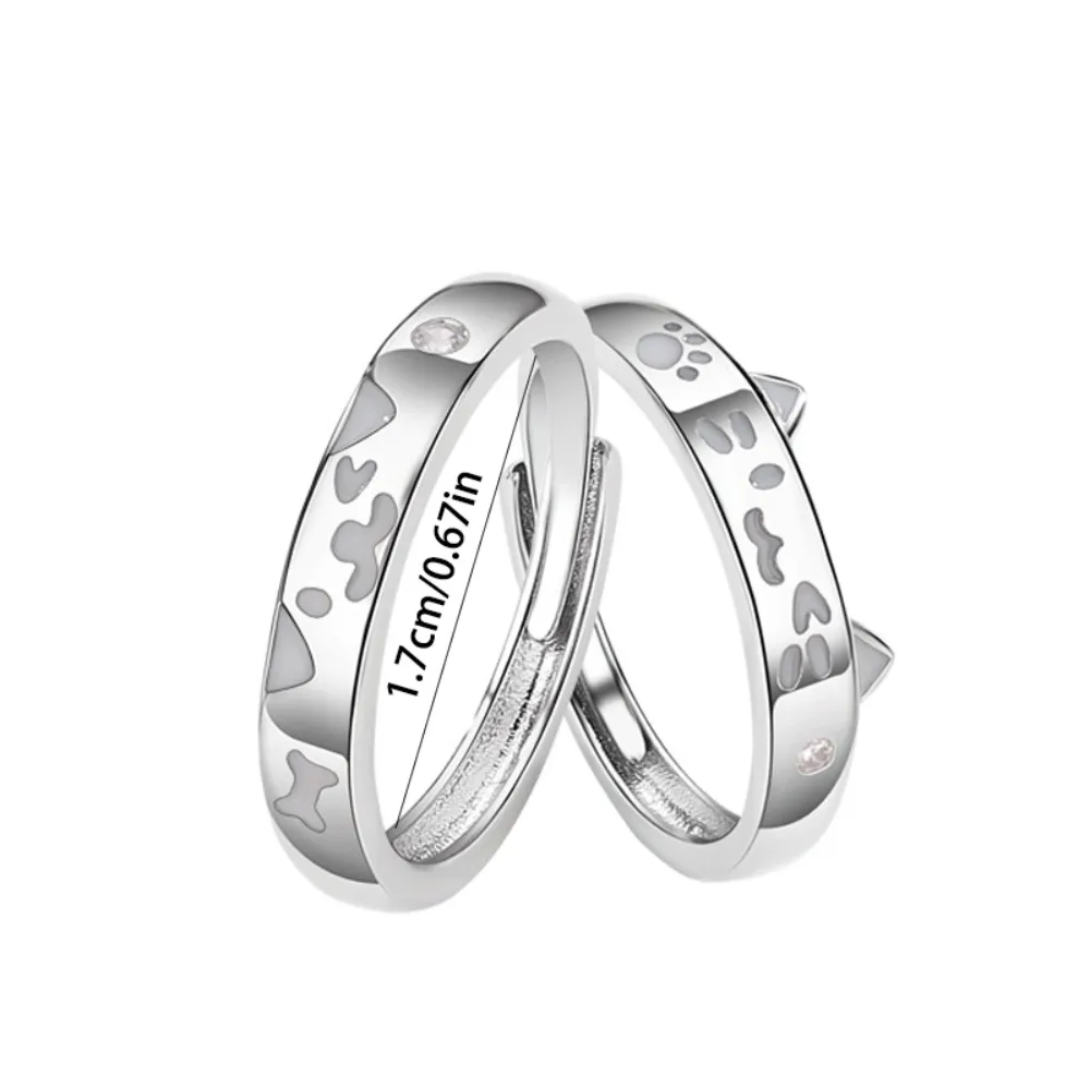 يتوهج في الظلام مضيئة زوجين خواتم لطيف جرو الكورية نمط القط الكلب افتتاح خاتم سبيكة هدية عيد الحب زوجين