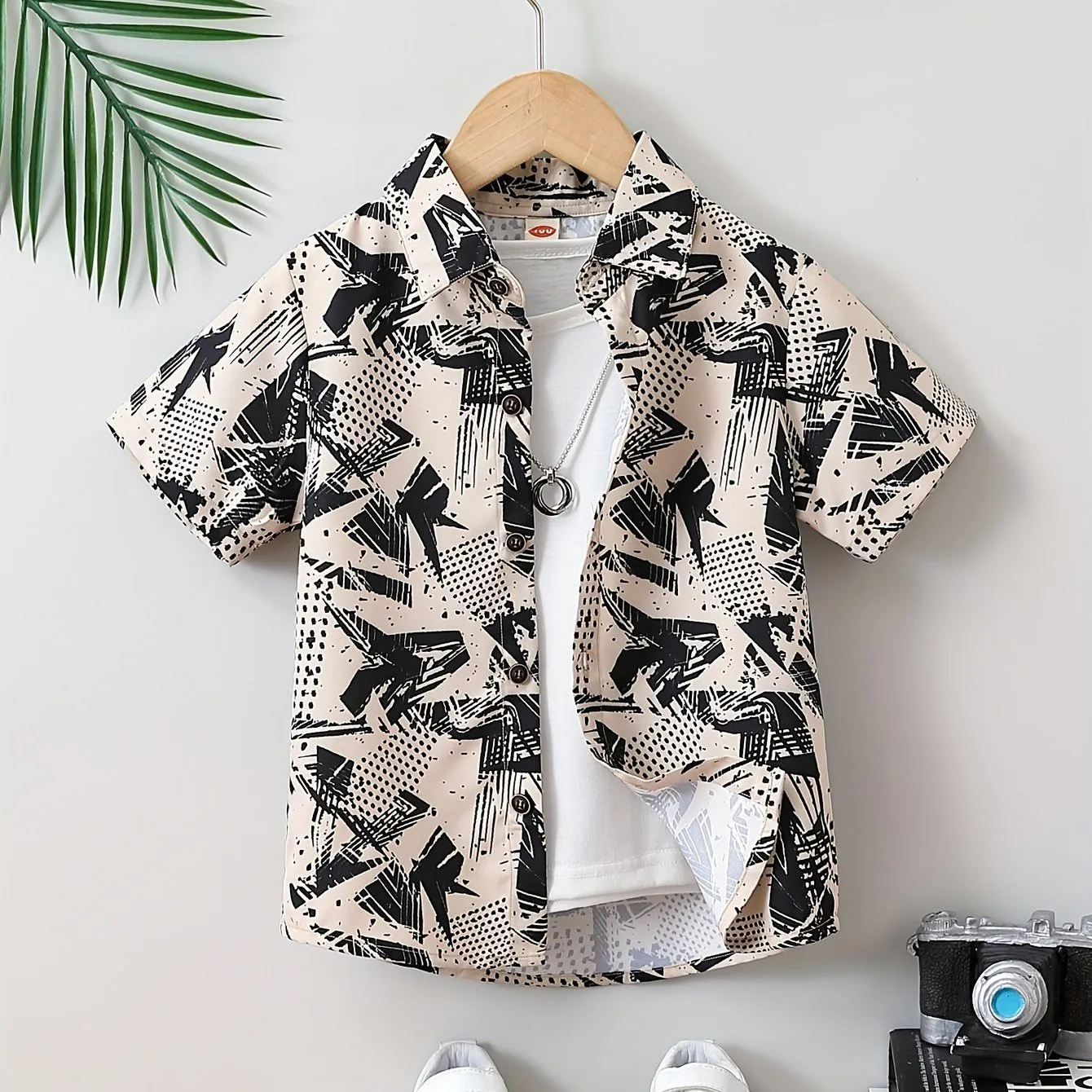 Boys Cute Cartoon Animal Pattern Button Down Lapel Shirt Kids Girl Short Sleeve Casual Summer Top for Daily Wear Vacation