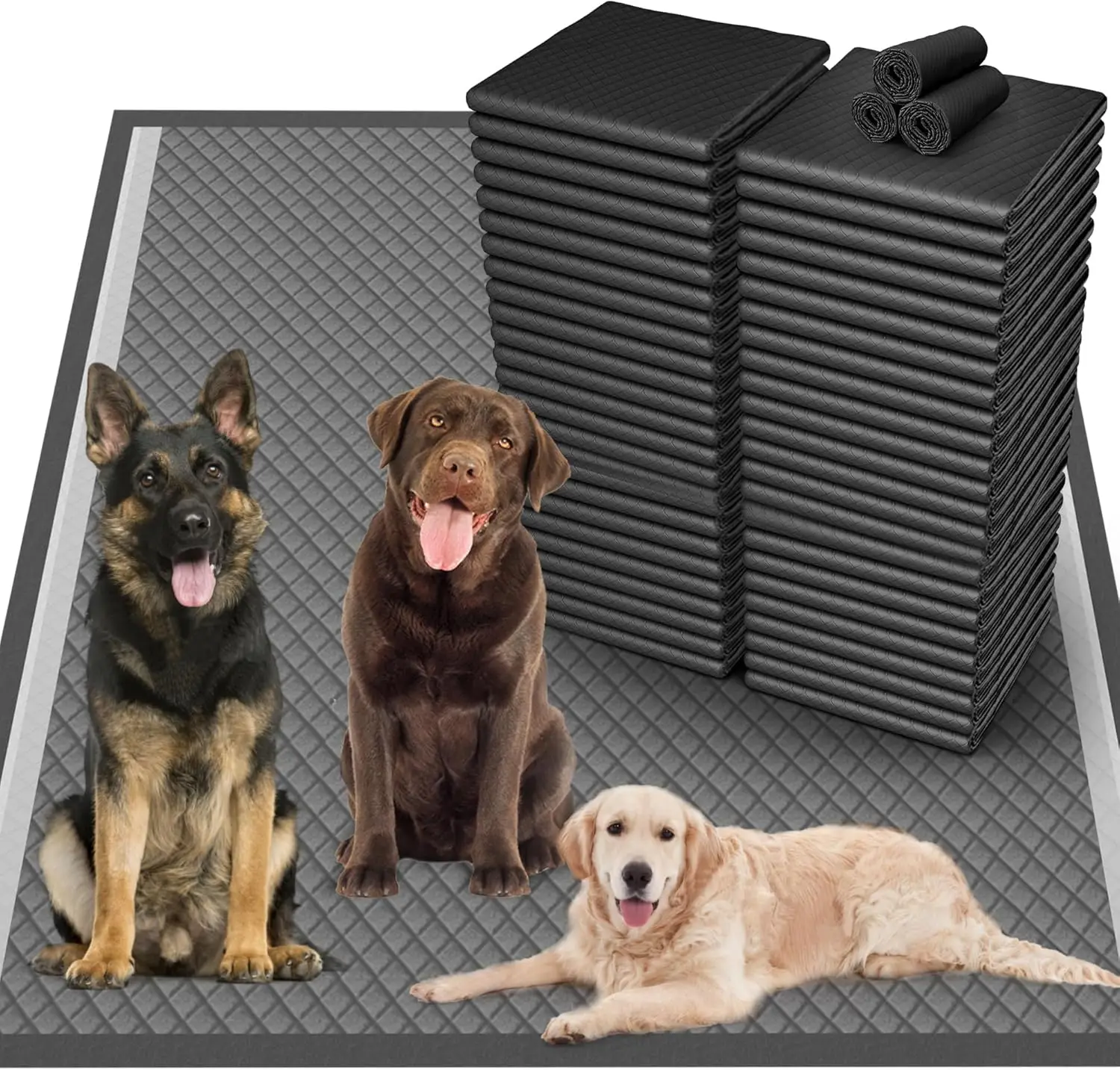 

36"x36" Activated Charcoal Pee Pads for Dogs , 150 Count, Extra Large, Super Absorbent, Leakproof and Odor Resistant, Disposable