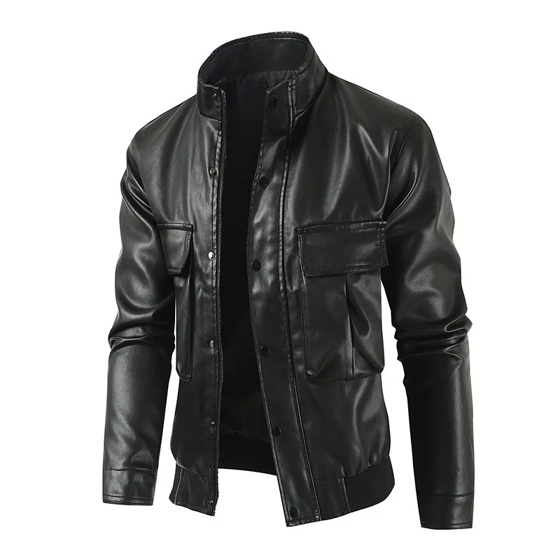 2023 Autumn/Winter Men's Motorcycle Leather Clothes Motorcycle Racing Clothes PU Imitation Jacket Coat