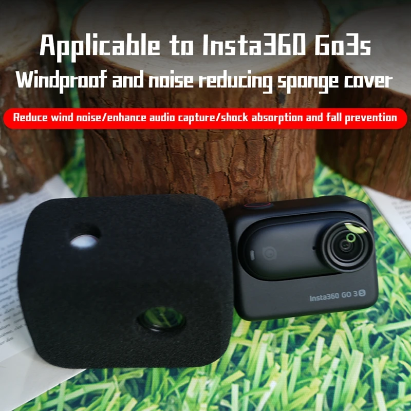 For Insta360 GO3/3S Windproof Cover Lightweight Shock-absorbing Sponge Noise Reduction Protective Cap Anti-fall Camera Accessory