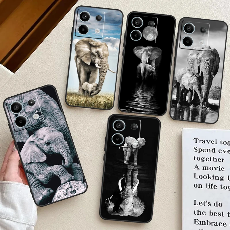 Elephant Baby Nature Case For Xiaomi Redmi Note 13 11 8 9 10 12 Pro 12S 11S 10S 9S Redmi 13C 9C 10C 12C Funda