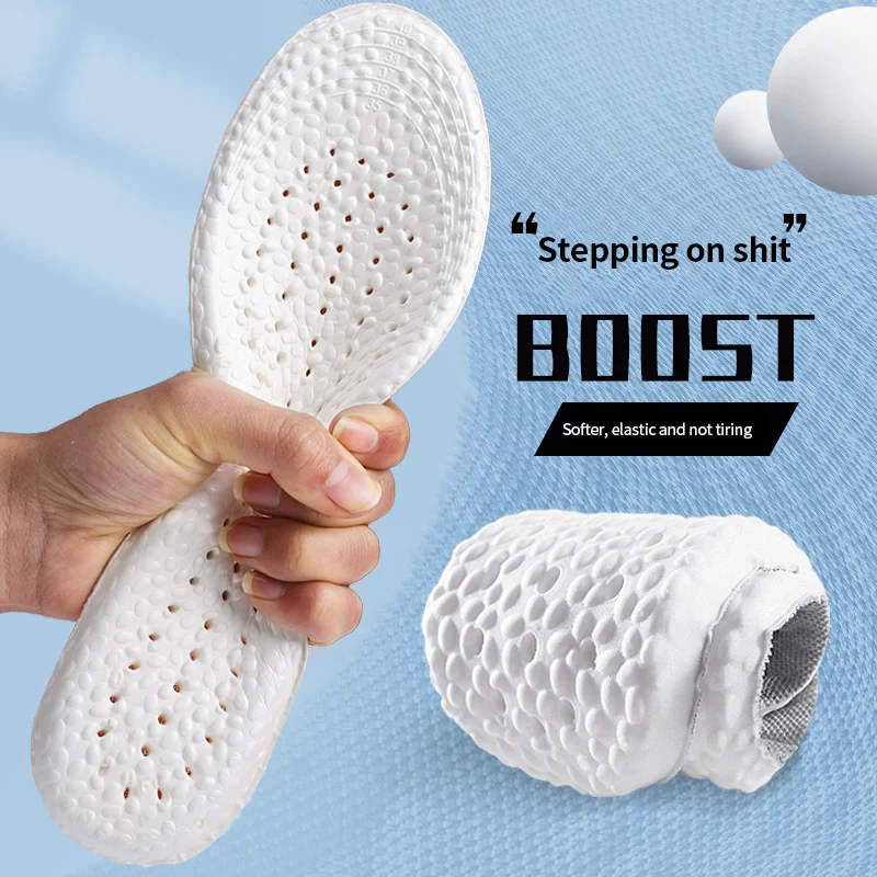 Sports Shoe Insoles Soft Sole Boost Shockproof Emulsion Sweat-absorbing Deodorizing Men Women Cut Size Shoe Pads Mesh Insole