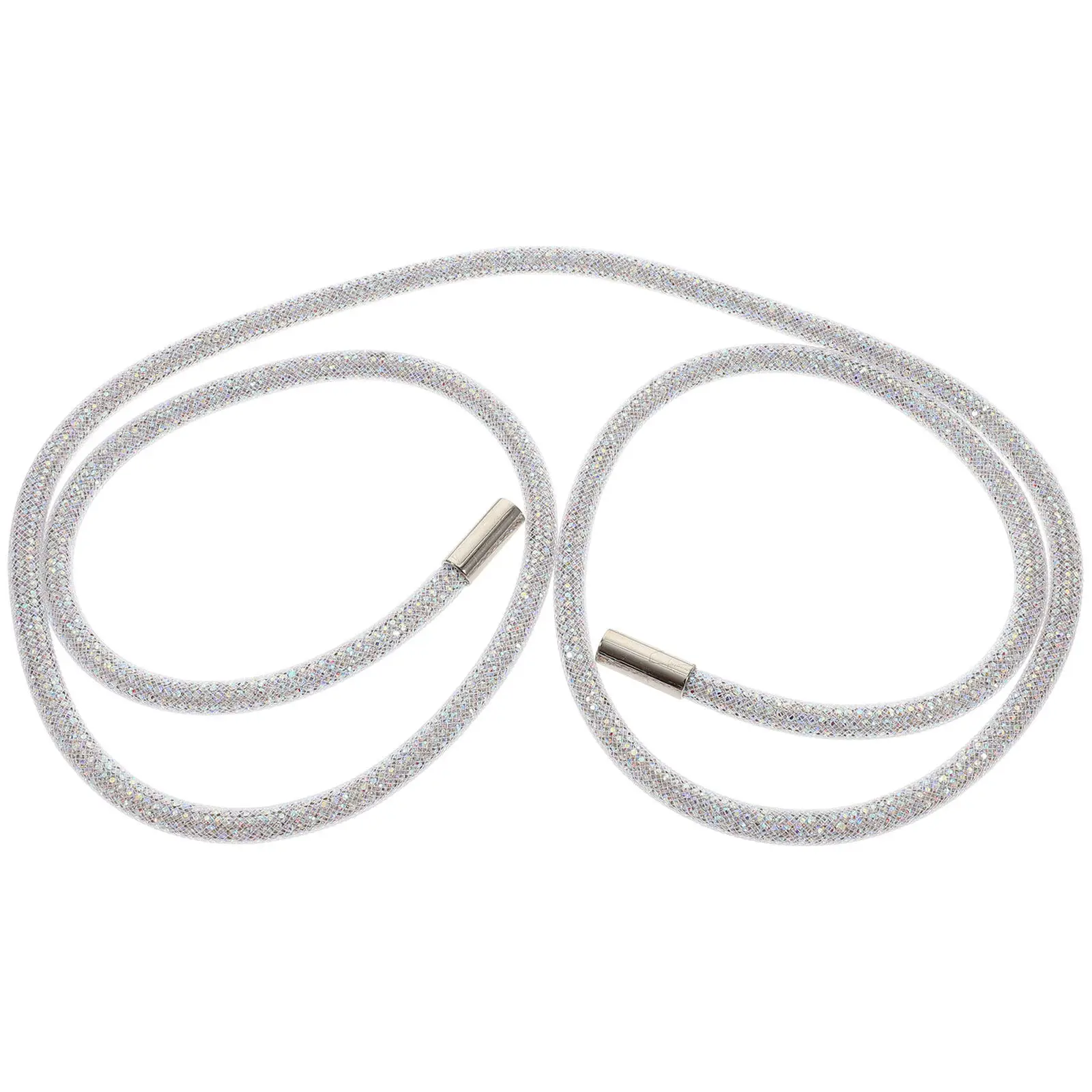 

2Pcs Rhinestone Round Rope Crystal Bling Durable DIY Shoe Lace Pants Waist Rope Decorative Bling Shiny Rhinestone Shoelace