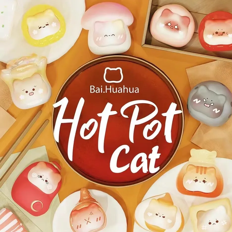 

Аутентичная серия Hot Pot Cat, мини-слепая коробка, коллекционная милая фигурка еды с горячим горшком, модная слепая сумка, украшение для рабочего стола, игрушка