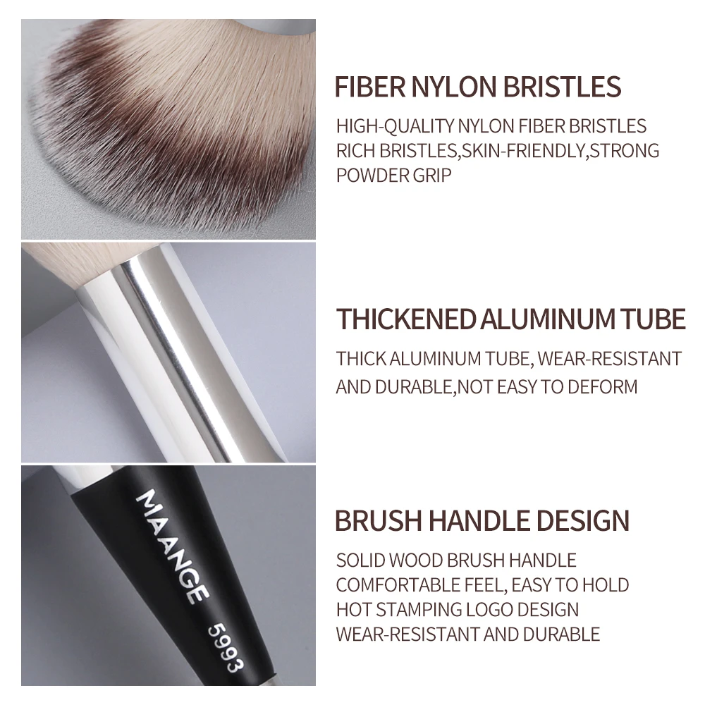 Maange kuas Rias หัวคู่แบบ2 in 1 kuas Blush ON แปรงแต่งหน้าสำหรับผสมแป้งเหลว peralatan Rias เครื่องสำอาง