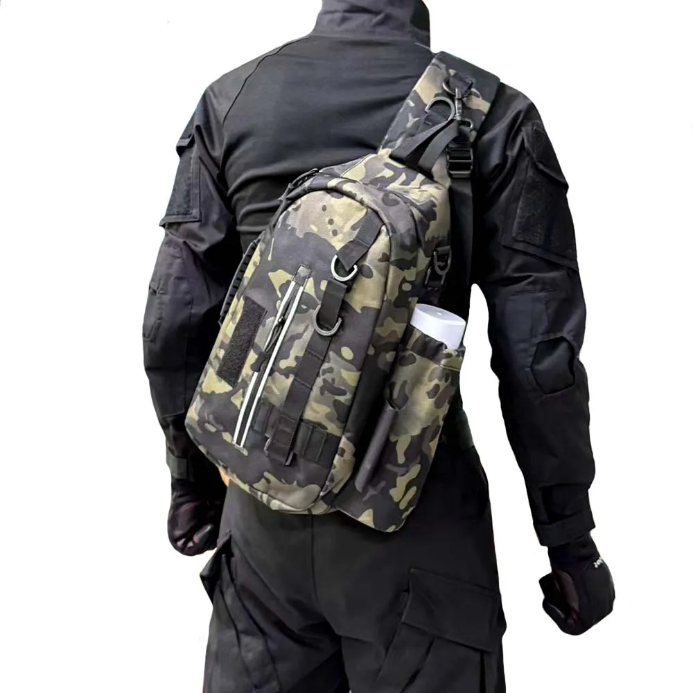 

Мужская модная нагрудная сумка, многофункциональный студенческий рюкзак через плечо, сумка через плечо для активного отдыха, камуфляжная задняя часть бутылки с водой