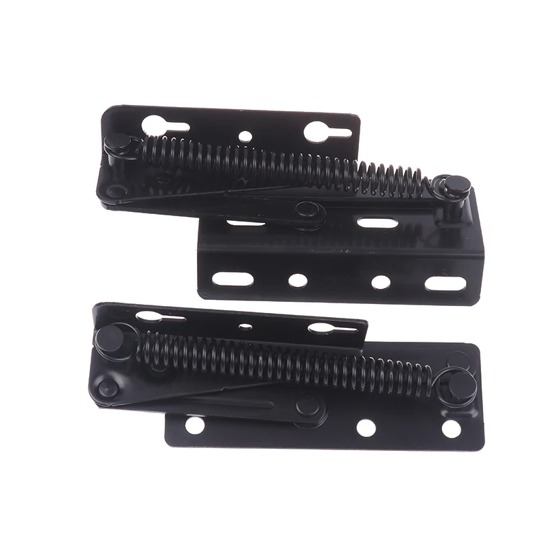 1Pair Black Steel Spring Hinge 80 Degree Foldable Lifting Bracket Cabinets Sofa Hinge Lifter Furniture Storage Support Hinges