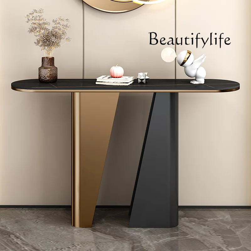 

Italian light luxury entrance table against the Modern simple entry rock slab ultra-narrow partition end view table decoration